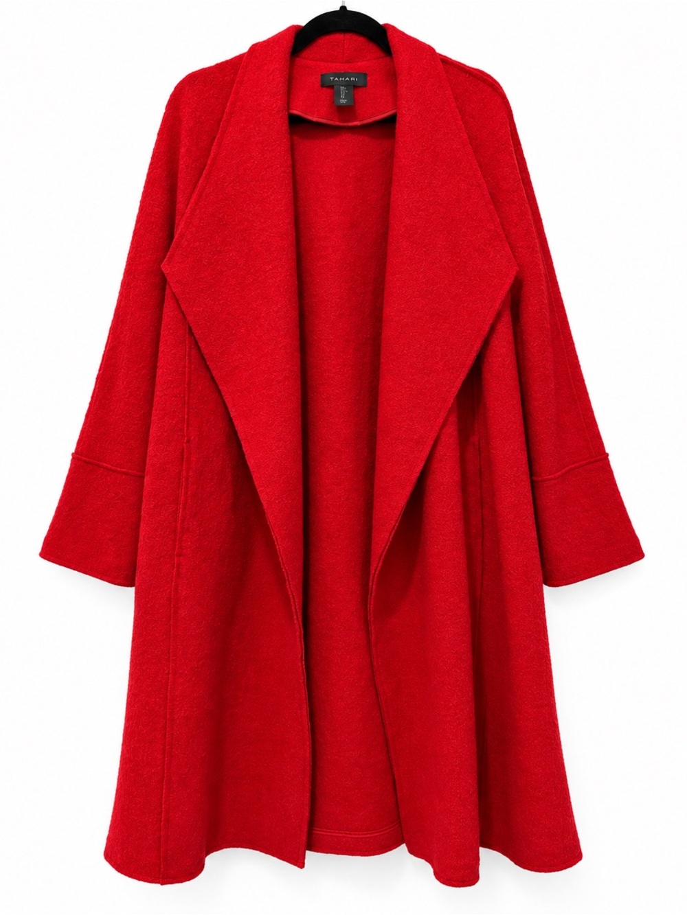 Tahari Red Wool Blend Waterfall Coat Size L